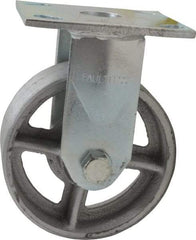 Albion - 5" Diam x 2" Wide x 6-1/2" OAH Top Plate Mount Rigid Caster - Semi-Steel, 900 Lb Capacity, Roller Bearing, 4 x 4-1/2" Plate - Industrial Tool & Supply