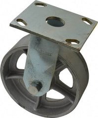 Albion - 6" Diam x 2" Wide x 7-1/4" OAH Top Plate Mount Rigid Caster - Semi-Steel, 900 Lb Capacity, Roller Bearing, 4 x 4-1/2" Plate - Industrial Tool & Supply