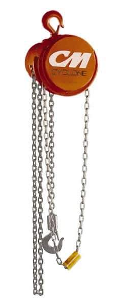 CM - 16,000 Lb Lifting Capacity, 8' Lift Height, Hand Hoist - Made from Chain, 208' Overhaul to Lift 1', 89 Lb Avg Pull to Lift Rated Load, 4 Chains - Industrial Tool & Supply