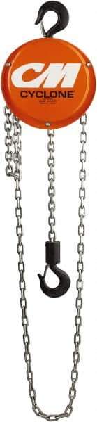 CM - 1,000 Lb Lifting Capacity, 8' Lift Height, Hand Hoist - Made from Chain, 22-1/2' Overhaul to Lift 1', 46 Lb Avg Pull to Lift Rated Load, 1 Chain - Industrial Tool & Supply