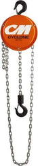 CM - 1,000 Lb Lifting Capacity, 8' Lift Height, Hand Hoist - Made from Chain, 22-1/2' Overhaul to Lift 1', 46 Lb Avg Pull to Lift Rated Load, 1 Chain - Industrial Tool & Supply