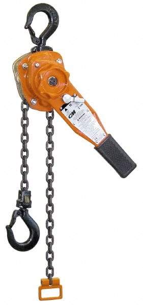 CM - 3,000 Lb Lifting Capacity, 5' Lift Height, Lever Hoist - Made from Chain, 48 Lb Avg Pull to Lift Rated Load - Industrial Tool & Supply