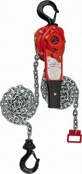 CM - 1,500 Lb Lifting Capacity, 10' Lift Height, Lever Hoist - Made from Chain, 45 Lb Avg Pull to Lift Rated Load - Industrial Tool & Supply