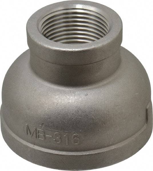 Merit Brass - 2 x 1" Grade 316 Stainless Steel Pipe Reducer Coupling - FNPT x FNPT End Connections, 150 psi - Industrial Tool & Supply