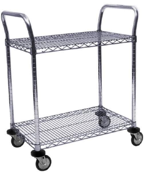 Value Collection - 800 Lb Capacity, 18" Wide x 42" Long x 39" High Wire Cart - 2 Shelf, Steel, Swivel Casters - Industrial Tool & Supply