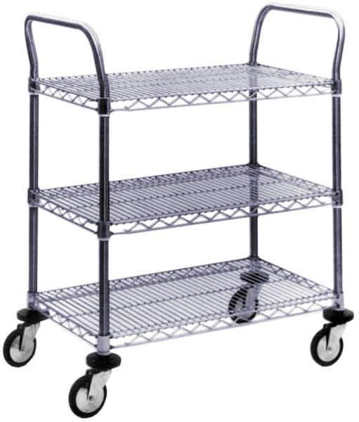 Value Collection - 600 Lb Capacity, 24" Wide x 72" Long x 39" High Wire Cart - 3 Shelf, Steel, Swivel Casters - Industrial Tool & Supply