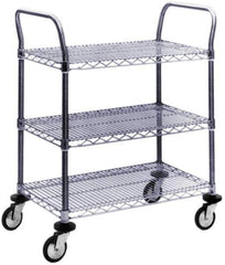 Value Collection - 800 Lb Capacity, 24" Wide x 42" Long x 39" High Wire Cart - 3 Shelf, Steel, Swivel Casters - Industrial Tool & Supply