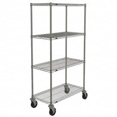 Metro - 600 Lb Capacity 4 Shelf Mobile Wire Shelving Unit - Add-On Unit - Industrial Tool & Supply