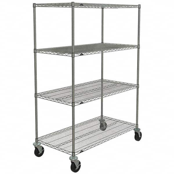 Metro - 600 Lb Capacity 4 Shelf Mobile Wire Shelving Unit - Add-On Unit - Industrial Tool & Supply