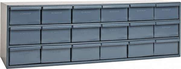 Durham - 18 Drawer, Small Parts Steel Storage Cabinet - 11-5/8" Deep x 33-3/4" Wide x 10-7/8" High - Industrial Tool & Supply
