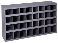 Durham - 32 Bin Bin Shelving Unit with Openings - 33-3/4 Inch Overall Width x 8-1/2 Inch Overall Depth x 19-1/4 Inch Overall Height, Gray Steel Bins - Industrial Tool & Supply