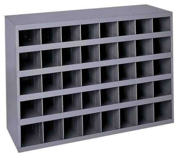 Durham - 40 Bin Bin Shelving Unit with Openings - 33-3/4 Inch Overall Width x 8-1/2 Inch Overall Depth x 22-1/4 Inch Overall Height, Gray Steel Bins - Industrial Tool & Supply