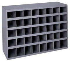 Durham - 40 Bin Bin Shelving Unit with Openings - 33-3/4 Inch Overall Width x 8-1/2 Inch Overall Depth x 22-1/4 Inch Overall Height, Gray Steel Bins - Industrial Tool & Supply
