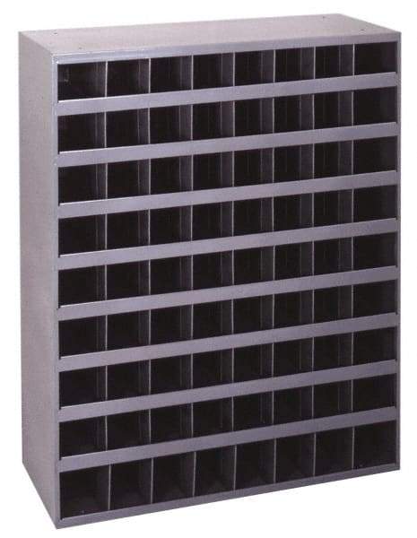 Durham - 72 Bin Bin Shelving Unit with Openings - 33-3/4 Inch Overall Width x 8-1/2 Inch Overall Depth x 42 Inch Overall Height, Gray Steel Bins - Industrial Tool & Supply