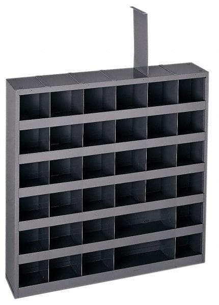 Durham - 36 Bin Bin Shelving Unit with Removable Dividers - 23-3/4 Inch Overall Width x 4-3/4 Inch Overall Depth x 23-3/4 Inch Overall Height, Gray Steel Bins - Industrial Tool & Supply