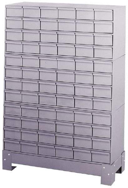 Durham - 72 Bin Bin Shelving Unit with Drawers - 34-1/8 Inch Overall Width x 12-1/4 Inch Overall Depth x 48-1/8 Inch Overall Height, Gray Steel Bins - Industrial Tool & Supply