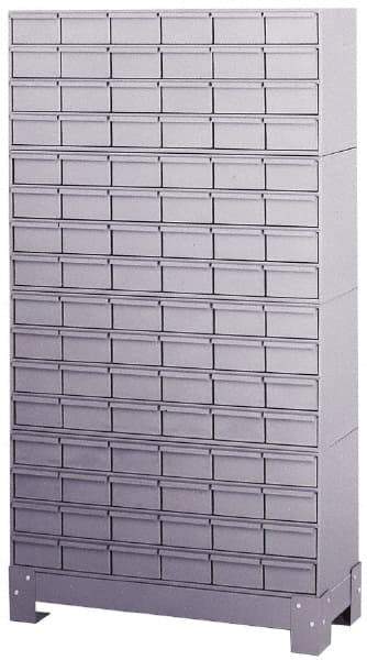 Durham - 96 Bin Bin Shelving Unit with Drawers - 34-1/8 Inch Overall Width x 12-1/4 Inch Overall Depth x 62-1/2 Inch Overall Height, Gray Steel Bins - Industrial Tool & Supply