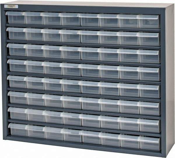 Durham - 64 Drawer, Small Parts Steel Storage Cabinet w/Plastic Drawers - 6-3/8" Deep x 25-7/8" Wide x 21-3/8" High - Industrial Tool & Supply