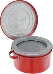 Eagle - 1 Quart Capacity, Coated Steel, Red Bench Can - 3-5/8 Inch High x 6-1/4 Inch Diameter, 2-1/2 Inch Dasher Diameter - Industrial Tool & Supply