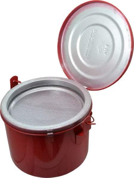 Eagle - 4 Quart Capacity, Coated Steel, Red Bench Can - 6-1/2 Inch High x 8 Inch Diameter, 2-1/2 Inch Dasher Diameter - Industrial Tool & Supply