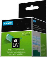 Dymo - 9/16" Wide x 3-7/16" Long, White File Folder Label - For DYMO LabelWriter Printers - Industrial Tool & Supply