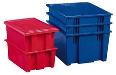 Akro-Mils - 1.2 Cu Ft, 65 Lb Load Capacity Blue Polyethylene Tote Container - Stacking, Nesting, 19-1/2" Long x 15-1/2" Wide x 10" High - Industrial Tool & Supply