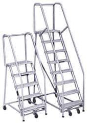 PW Platforms - 12 Step Ladder - Rolling Safety Ladder, 300 Lb Capacity, 120" Platform Height, 35" Base Width x 89" Base Depth - Industrial Tool & Supply
