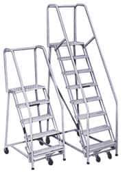 PW Platforms - 4 Step Ladder - Rolling Safety Ladder, 300 Lb Capacity, 40" Platform Height, 20" Base Width x 34" Base Depth - Industrial Tool & Supply