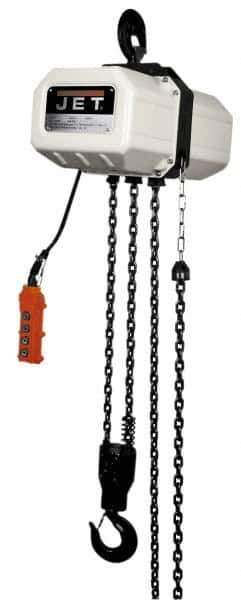 Jet - 4,400 Lb Capacity, 12.1 FPM Lift Speed, Electric Chain Hoist - 15' Max Lift, 28" Min Headroom - Industrial Tool & Supply