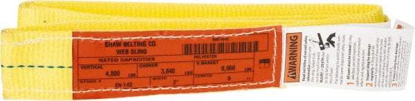 Made in USA - 3' Long x 2" Wide, 4,800 Lb Basket Capacity, 4,800 Lb Vertical Capacity, 1 Ply, Nylon Web Sling - 3,840 Lb Choker Capacity - Industrial Tool & Supply