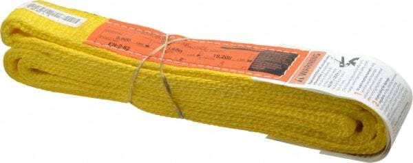 Made in USA - 3' Long x 2" Wide, 9,600 Lb Basket Capacity, 9,600 Lb Vertical Capacity, 2 Ply, Nylon Web Sling - 7,680 Lb Choker Capacity - Industrial Tool & Supply
