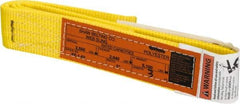 Made in USA - 3' Long x 2" Wide, 2,550 Lb Basket Capacity, 2,550 Lb Vertical Capacity, 1 Ply, Polyester Web Sling - 2,040 Lb Choker Capacity - Industrial Tool & Supply