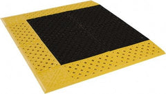 Notrax - 3' Long, Dry/Wet Environment, Anti-Fatigue Matting - Black with Yellow Borders, Vinyl with Vinyl Base, Beveled on 3 Sides - Industrial Tool & Supply