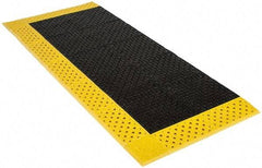 Notrax - 6' Long, Dry/Wet Environment, Anti-Fatigue Matting - Black with Yellow Borders, Vinyl with Vinyl Base, Beveled on 3 Sides - Industrial Tool & Supply