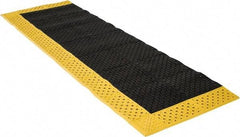 Notrax - 8' Long, Dry/Wet Environment, Anti-Fatigue Matting - Black with Yellow Borders, Vinyl with Vinyl Base, Beveled on 3 Sides - Industrial Tool & Supply