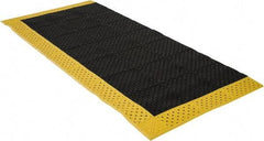 Notrax - 8' Long, Dry/Wet Environment, Anti-Fatigue Matting - Black with Yellow Borders, Vinyl with Vinyl Base, Beveled on 3 Sides - Industrial Tool & Supply