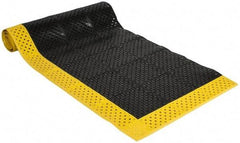 Notrax - 10' Long, Dry/Wet Environment, Anti-Fatigue Matting - Black with Yellow Borders, Vinyl with Vinyl Base, Beveled on 3 Sides - Industrial Tool & Supply