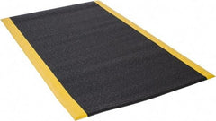 Wearwell - 5' Long x 3' Wide, Dry Environment, Anti-Fatigue Matting - Black with Yellow Borders, Urethane with Vinyl Sponge Base, Rounded on 4 Sides - Industrial Tool & Supply
