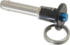 Jergens - 5/16" Diam, 1" Usable Length, Button Handle, Push Button Quick Release Pin - 2-1/4" Overall Length, Grade 17-4 Stainless Steel, Passivated Finish - Industrial Tool & Supply