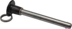 Jergens - 3/8" Diam, 3" Usable Length, Button Handle, Push Button Quick Release Pin - 4-1/2" OAL, Grade 17-4 Stainless Steel, Passivated Finish - Industrial Tool & Supply