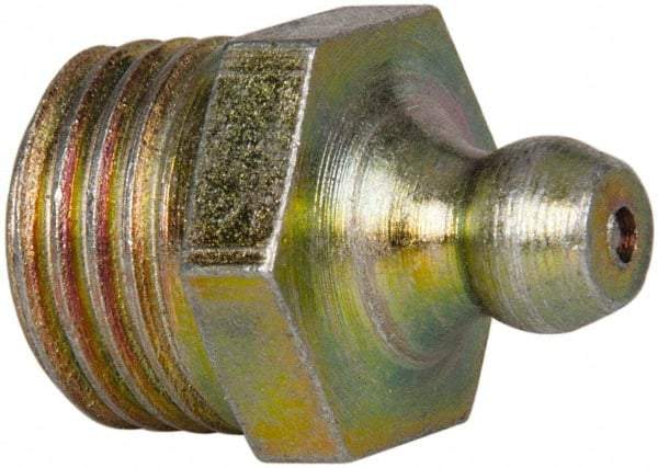 Value Collection - Straight Head Angle, 1/4 NPT Steel Thread-Forming Grease Fitting - 14.29mm Hex - Industrial Tool & Supply