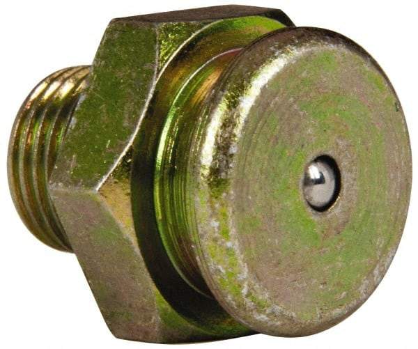 Value Collection - Straight Head Angle, 1/8 NPT Steel Button-Head Grease Fitting - 15.88mm Hex - Industrial Tool & Supply