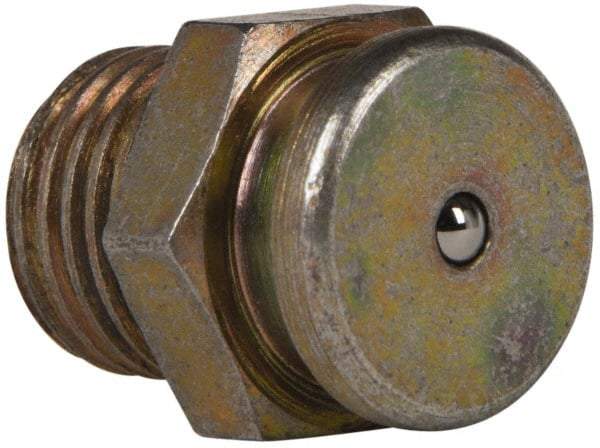 Value Collection - Straight Head Angle, 1/4 NPT Steel Button-Head Grease Fitting - 15.88mm Hex - Industrial Tool & Supply