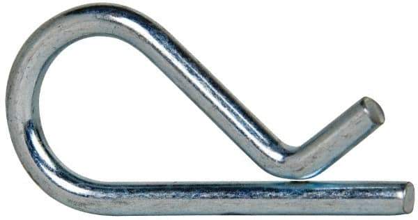 Value Collection - 1/2 to 3/4" Shaft Diam, 1-9/16" Long, 1/8" Wire Diam, Hair Pin Cotter - MB Grade 2 Spring Steel, Zinc-Plated Finish - Industrial Tool & Supply