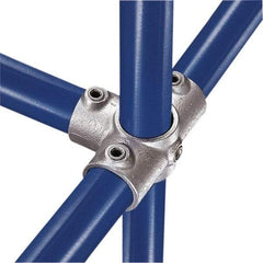 Kee - 2" Pipe, Side Outlet Tee, Side Outlet Cross, Malleable Iron Cross Pipe Rail Fitting - Galvanized Finish - Industrial Tool & Supply