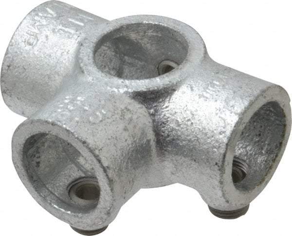 Kee - 3/4" Pipe, Side Outlet Tee, Side Outlet Cross, Malleable Iron Cross Pipe Rail Fitting - Galvanized Finish - Industrial Tool & Supply