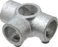 Kee - 3/4" Pipe, Side Outlet Tee, Side Outlet Cross, Malleable Iron Cross Pipe Rail Fitting - Galvanized Finish - Industrial Tool & Supply