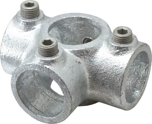Kee - 1" Pipe, Side Outlet Tee, Side Outlet Cross, Malleable Iron Cross Pipe Rail Fitting - Galvanized Finish - Industrial Tool & Supply