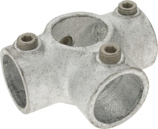 Kee - 1-1/4" Pipe, Side Outlet Tee, Malleable Iron Tee Pipe Rail Fitting - Galvanized Finish - Industrial Tool & Supply