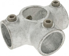Kee - 1-1/4" Pipe, Side Outlet Tee, Malleable Iron Tee Pipe Rail Fitting - Galvanized Finish - Industrial Tool & Supply